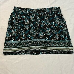 Black and Teal Patterned Women's Skort